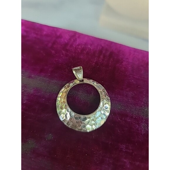 925 Hammered Circular Pendant Vintage - Picture 3 of 10